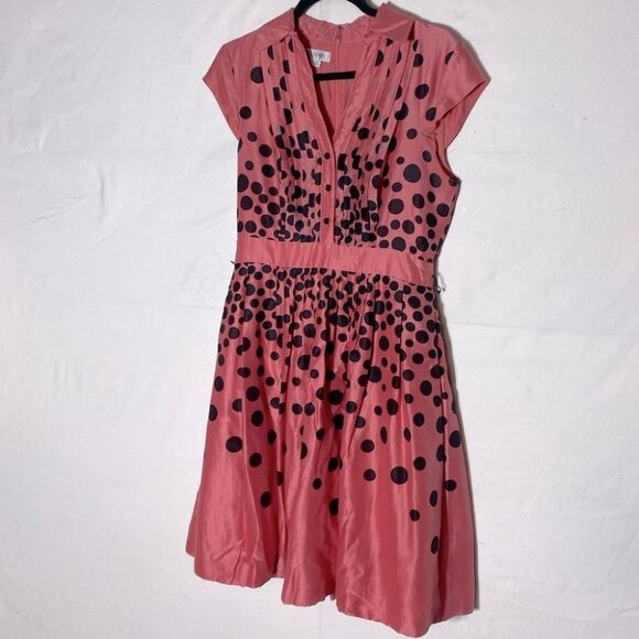 Vintage Kay Unger Pink Coral Polka Dots Midi Dress 8 - Picture 14 of 14
